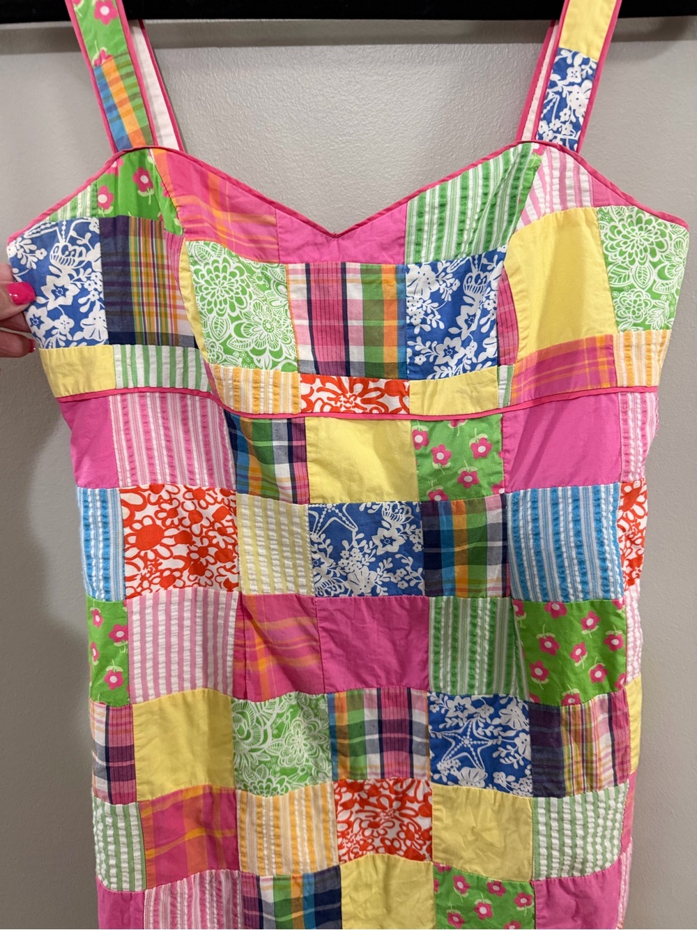 Vintage Lilly Pulitzer Annette Multicolor Patchwork Dress "Beach Chair Patch" - Picture 5 of 7